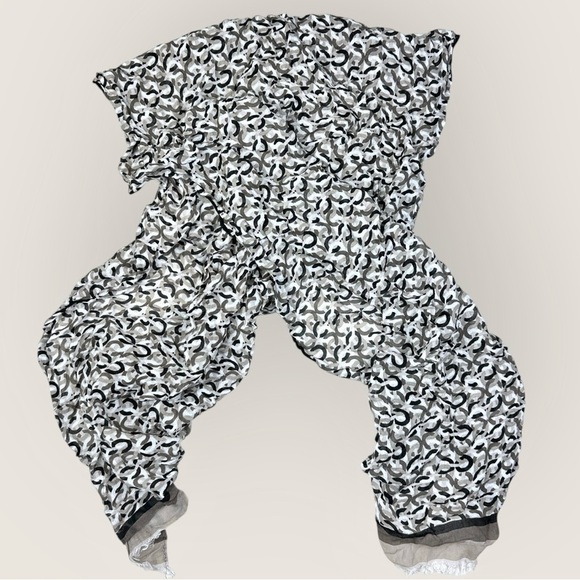 Logo Scarf Coach Signature Neutral Monogram Print Black/Grey/White - Picture 2 of 7